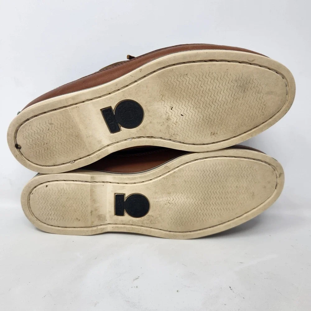 Vintage Polo Ralph Lauren Mens RLZ 4634 Brown Leather Boat Shoes Size 8.5 D